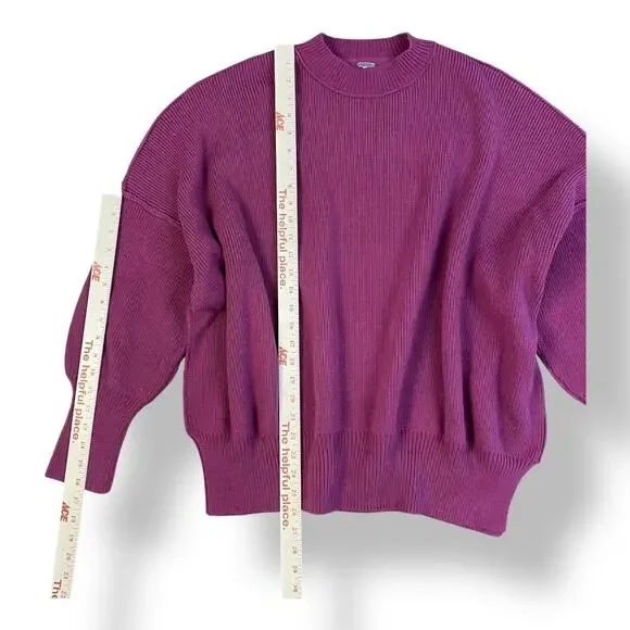 Free People Easy Street Ribbed‎ Knit Mock Neck Sweater Pomegranate Size XS Boho - Picture 4 of 7